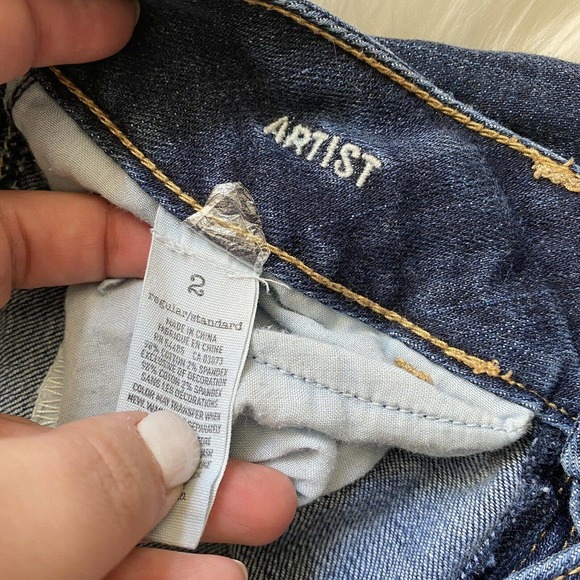 American Eagle Outfitters Blue Jean Denim Artist Stretch Size 2 Regular Med Dark - Picture 4 of 10